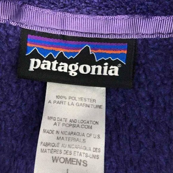 Patagonia Dark Purple Synchilla Snap T Fleece Sweater Pullover Size L - Picture 4 of 6